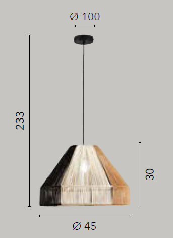 Lampadario COCONUT a Sospensione 1 luce Led(E27) 233x45 cm In fili di Carta Naturale
