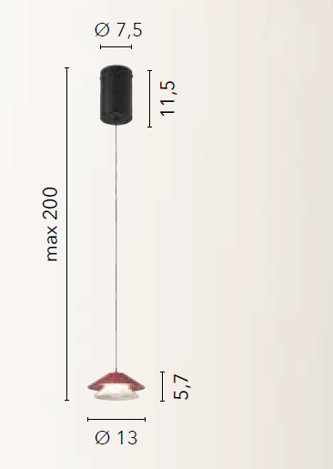 Lampadario ATREO a Sospensione Led 6W altezza regolabile In Metallo