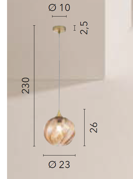 Lampadario MAJESTY S23 a Sospensione Led(E27) 230 cm in Vetro
