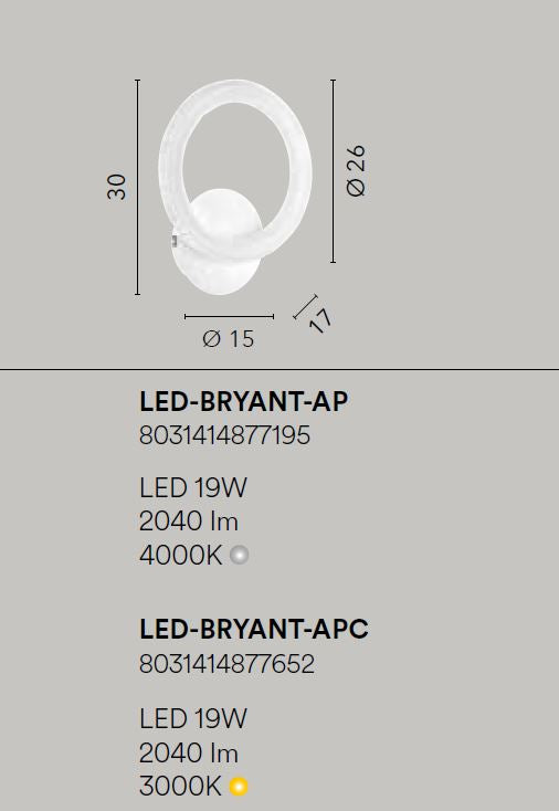 Applique BRYANT 1 Cerchio 26 cm 19W In Alluminio