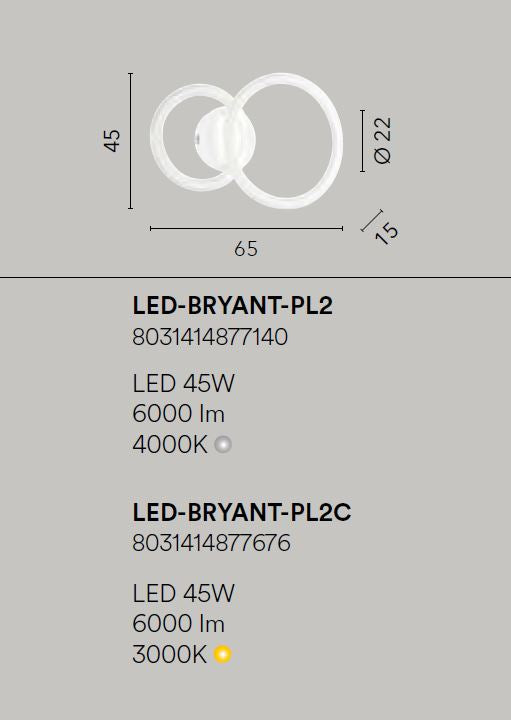 Lampadario BRYANT 2 cerchi 65 cm 45W In Alluminio