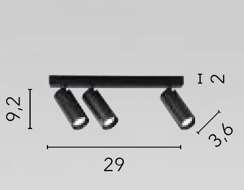 Plafoniera PLAUTO 3 Portalampada Led(GU10 mini) 29 cm in Metallo