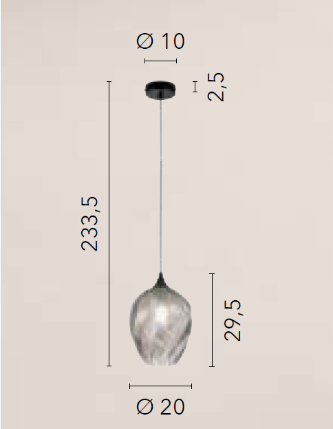 Lampadario MAJESTY S20 a Sospensione Led(E27) 233.5 cm in Vetro