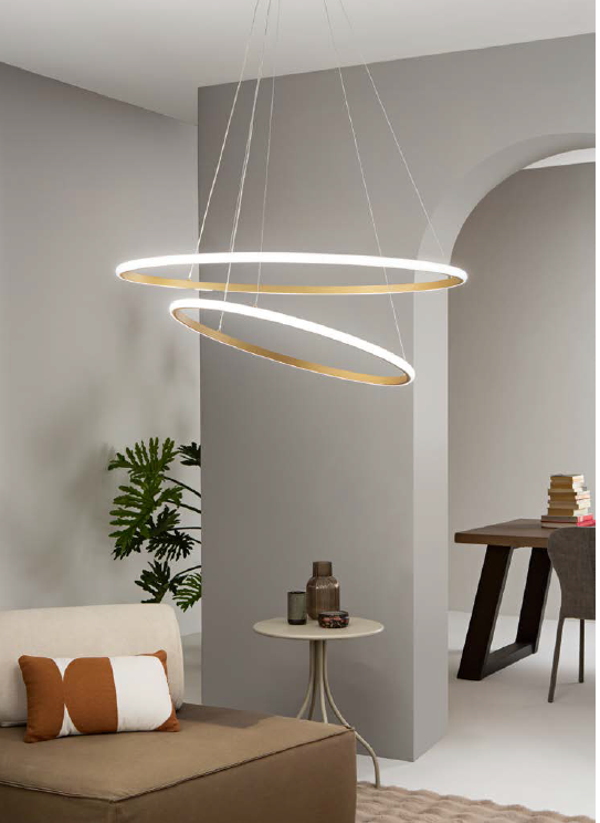 Lampadario AXIS 2 cerchi CCT 150 cm 70W in Metallo