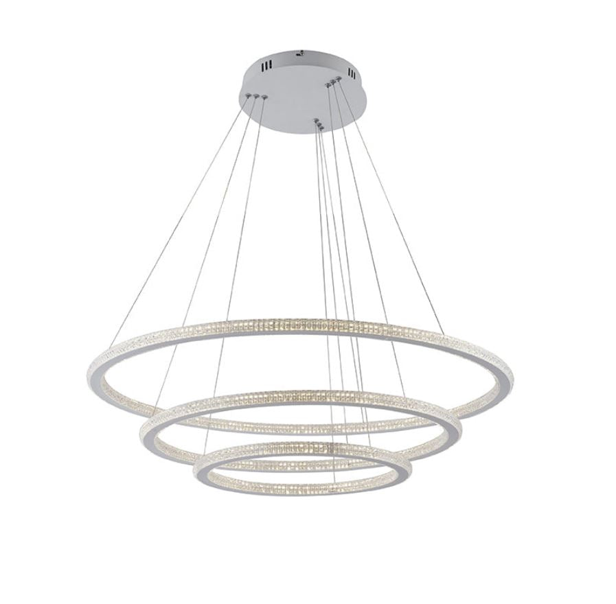 Lampadario BRYANT a sospensione 3 cerchi 80 cm 100W In Alluminio