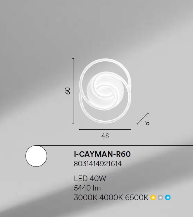 CAYMAN LED Ceiling Light 60cm 40W In Metal