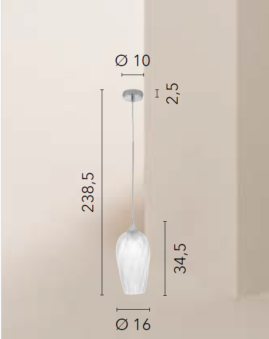 Lampadario MAJESTY S16 a Sospensione Led(E27) 240 cm in Vetro