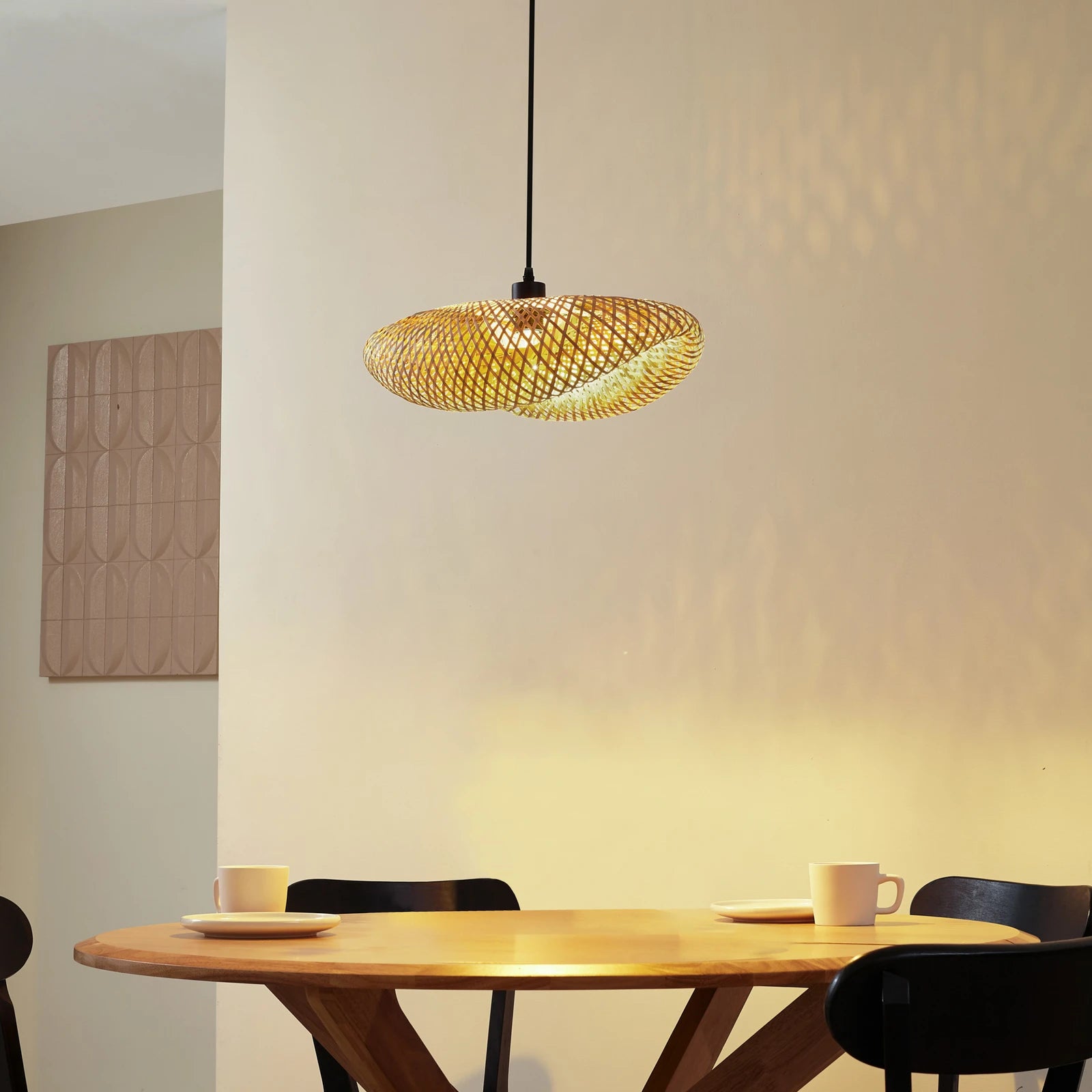Lampadario KAYAK a Sospensione 1 luce Led(E27) 200x50 cm In Bamboo
