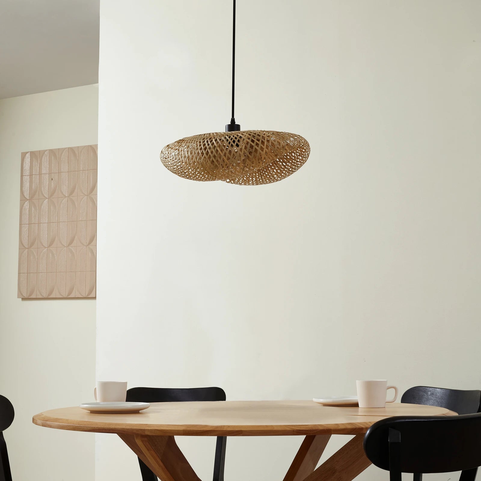 Lampadario KAYAK a Sospensione 1 luce Led(E27) 200x50 cm In Bamboo