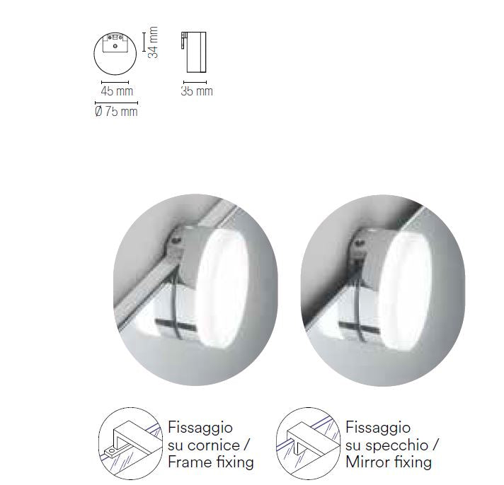 Applique DIVA rotonda 4,5 cm LED 4 W In Termoplastica