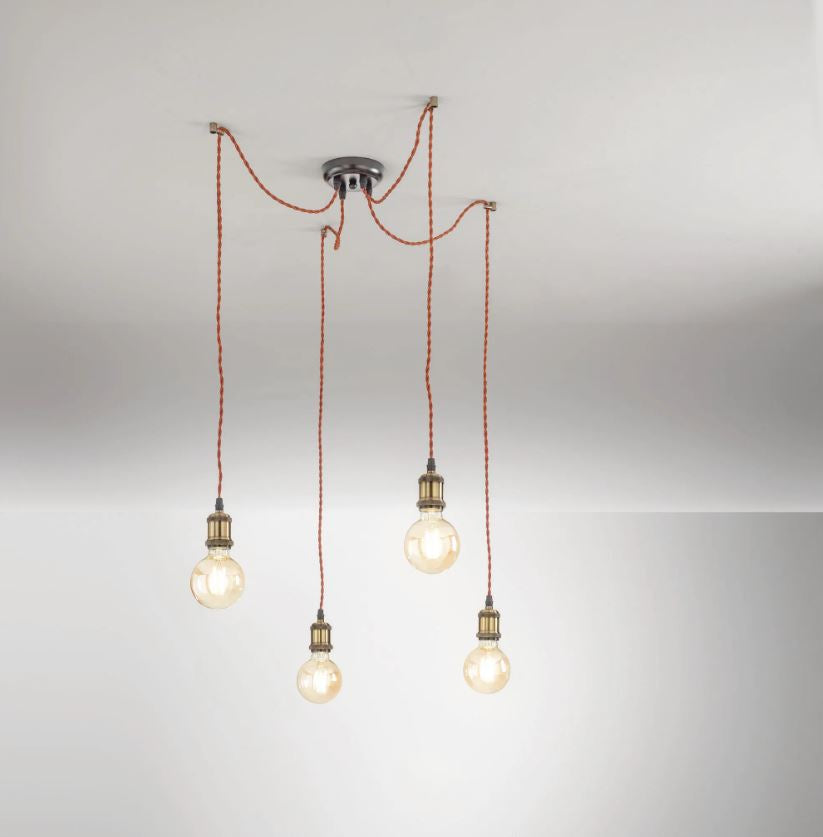 Lampadario GROOVE a Sospensione 4 Luci Led(E27) 250 cm In Alluminio