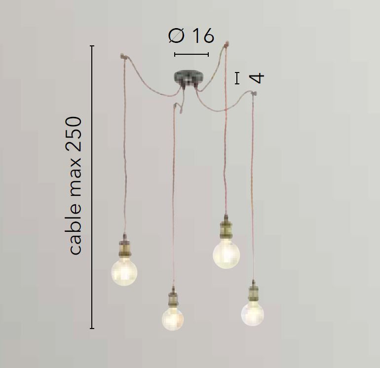 Lampadario GROOVE a Sospensione 4 Luci Led(E27) 250 cm In Alluminio
