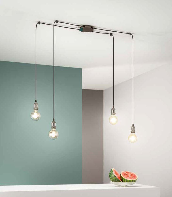 Lampadario GROOVE a Sospensione 4 Luci Led(E27) 250 cm In Alluminio