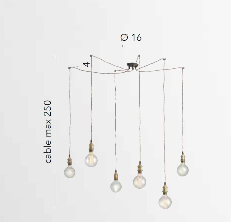 Lampadario GROOVE a Sospensione 6 Luci Led(E27) 250 cm In Alluminio