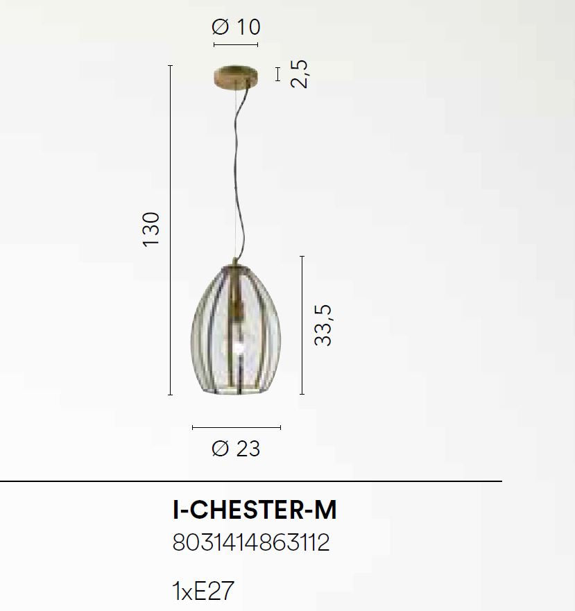 Lampadario CHESTER M a Sospensione 130 cm In Vetro