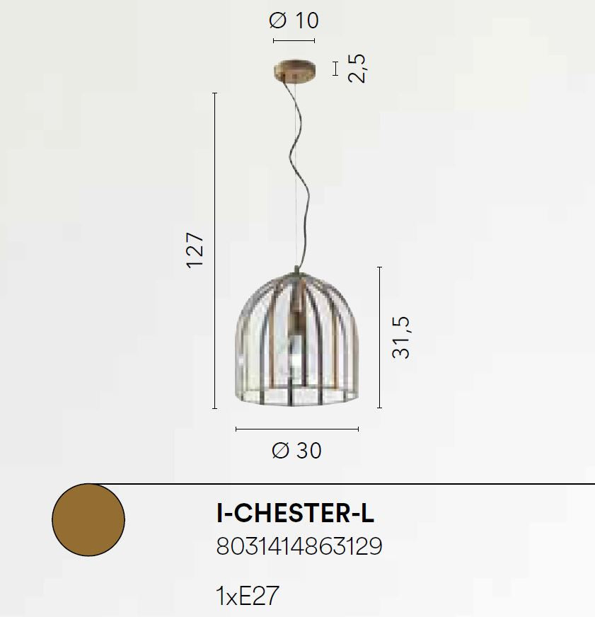Lampadario CHESTER L a Sospensione 127 cm In Vetro