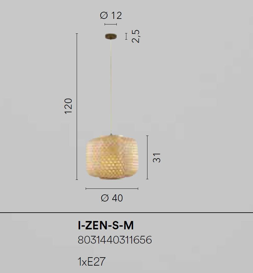 Lampadario ZEN a Sospensione Led(E27) 40 cm In Bambù