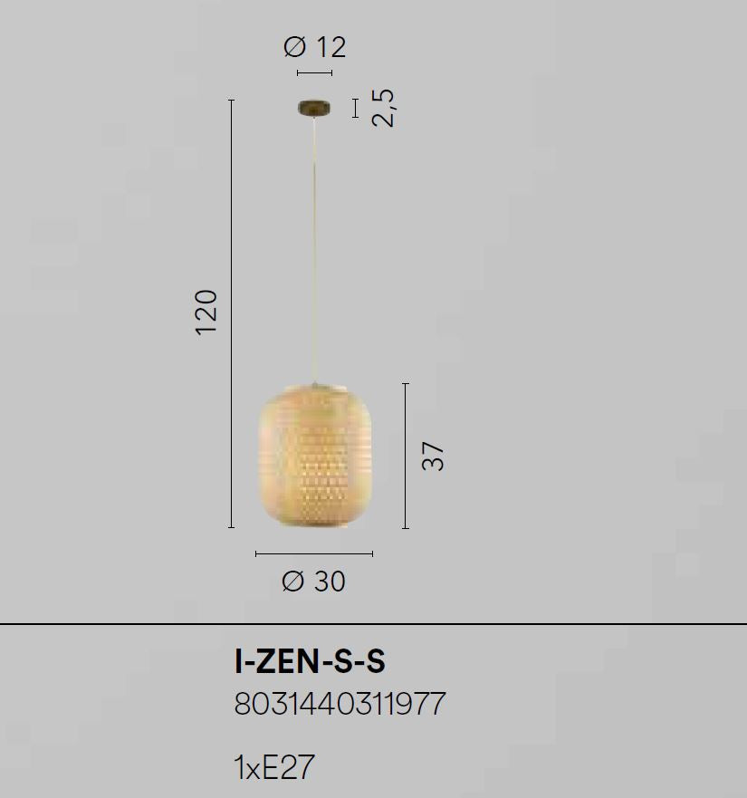 Lampadario ZEN a Sospensione Led(E27) 30 cm In Bambù