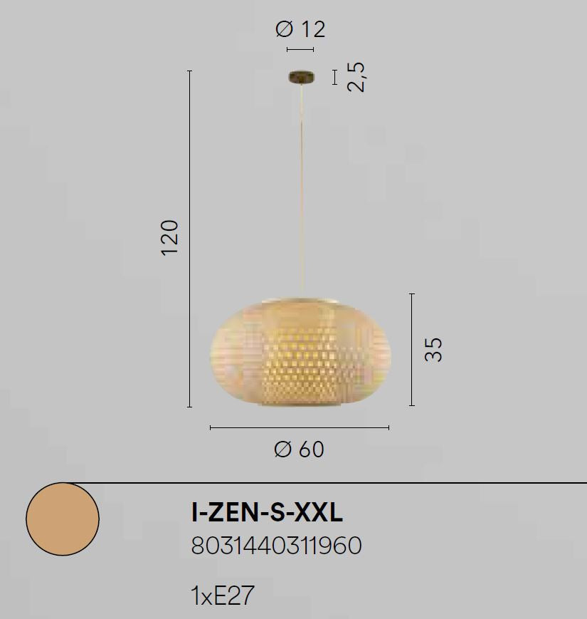 Lampadario ZEN a Sospensione Led(E27) 60 cm In Bambù