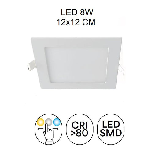 Faretto FLAP Led CCT 12x12 cm da incasso 8w bianco in alluminio