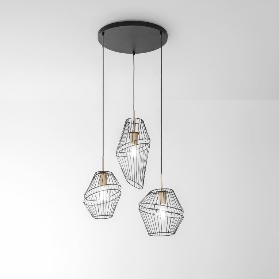 Lampadario KIKO a Sospensione 3 luci Led(E27) 42 cm In  Metallo