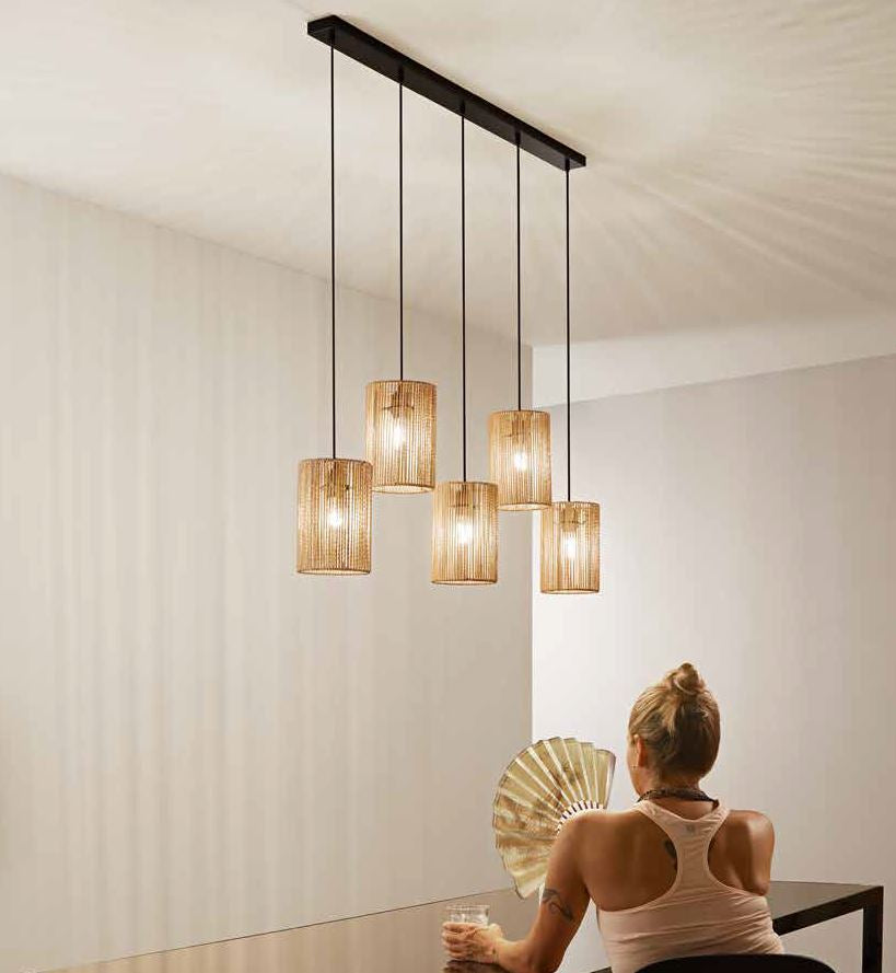 Lampadario TROPIKANA a Sospensione 5 Luci Led(E27) 115 cm In Carta