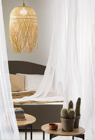 Lampadario BAHAMAS a Sospensione 1 luce Led(E27) 223x40 cm In Bamboo