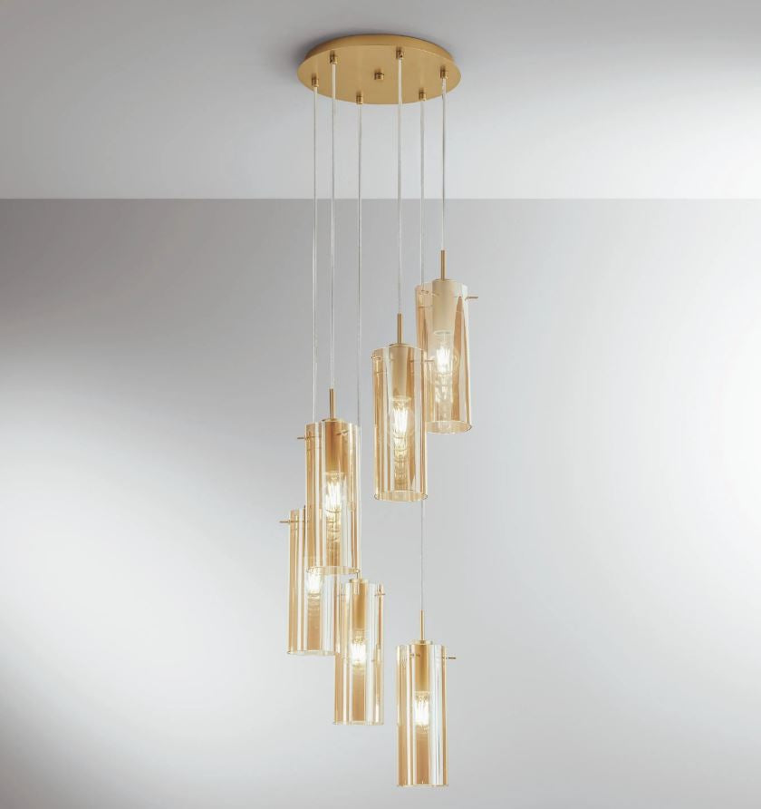 Lampadario MAGIC a Sospensione Led(E27) 35 cm 6 luci In Vetro