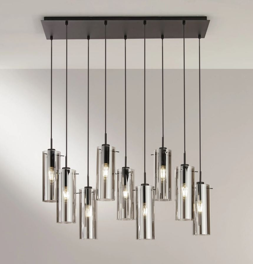 Lampadario MAGIC a Sospensione Led(E27) 86 cm 9 luci In Vetro
