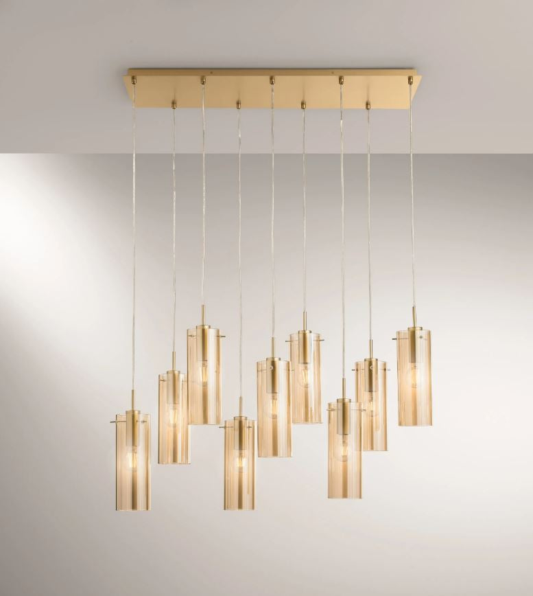 Lampadario MAGIC a Sospensione Led(E27) 86 cm 9 luci In Vetro