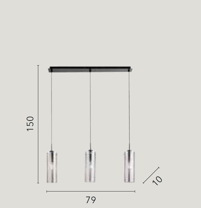 Lampadario MAGIC a Sospensione 3 luci Led(E27) 79 cm In Vetro