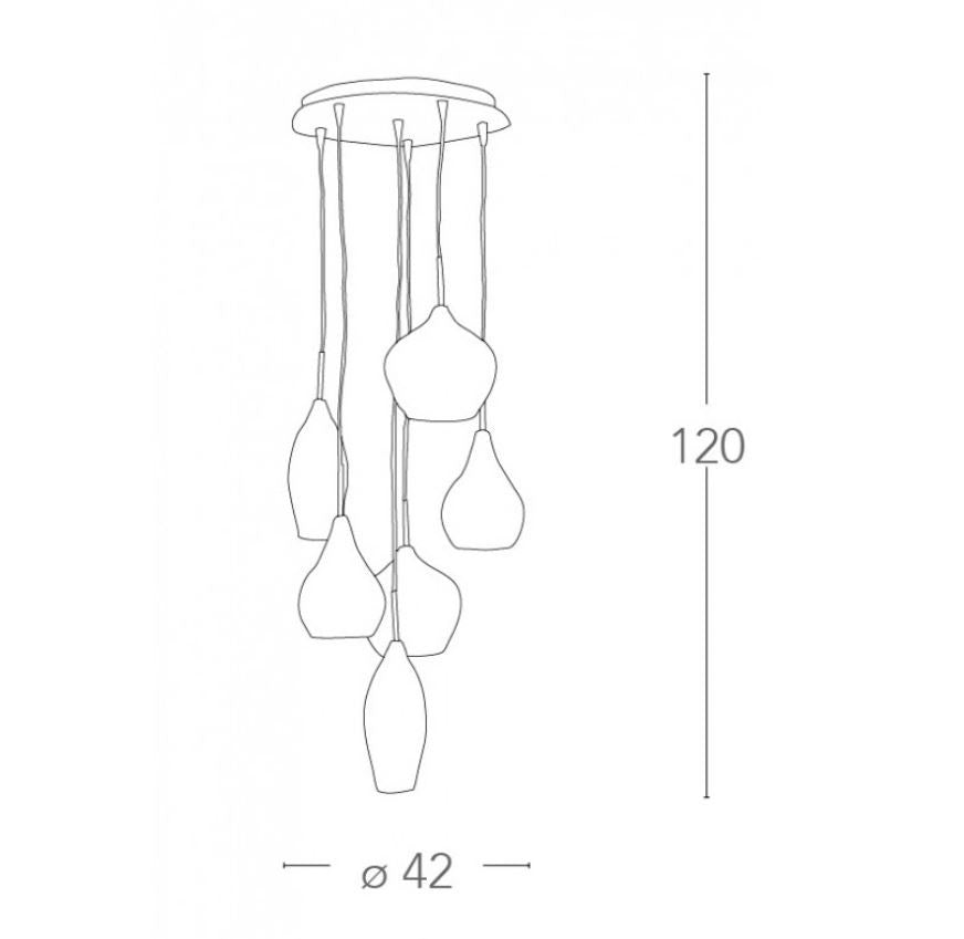 Lampadario SKYLINE a Sospensione 6 luci G9 42 cm in Vetro