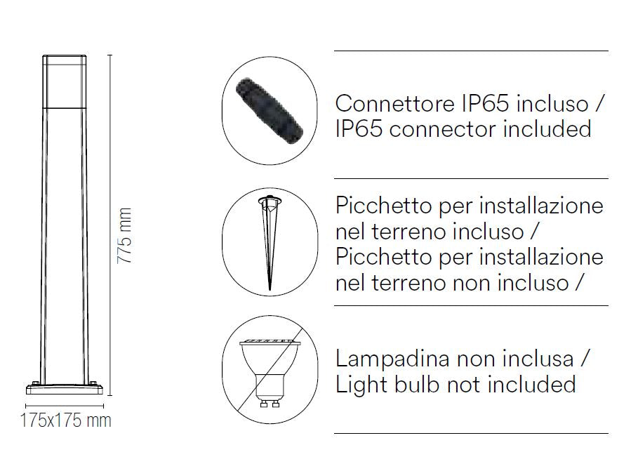 Applique FOCUS 77,5 cm Quadrato LED GU10 In Policarbonato