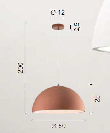Lampadario XENIA a Sospensione 1 luce Led(E27) 200x50 cm In Resina