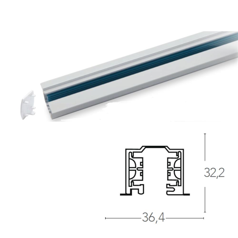 LED-TRACK-1M-INC NERO O BIANCO BINARIO INCASSO TRIFASE INCLUSO TAPPI 100X5,5X3,3CM