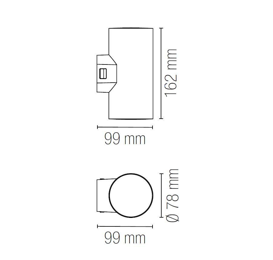 Applique POLO Cilindrica CCT 16,2 cm LED  16 W In Policarbonato