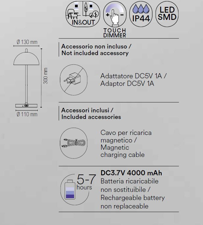 Lampada PARTY 30 cm LED 2,5 W In Metallo