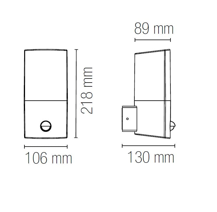 Applique DARK 21,8 cm con sensore LED E27 In Acciaio e Policarbonato