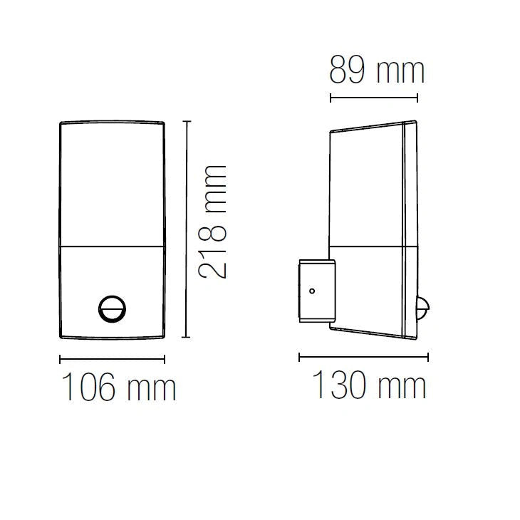 Applique DARK 21,8 cm con sensore LED E27 In Acciaio e Policarbonato