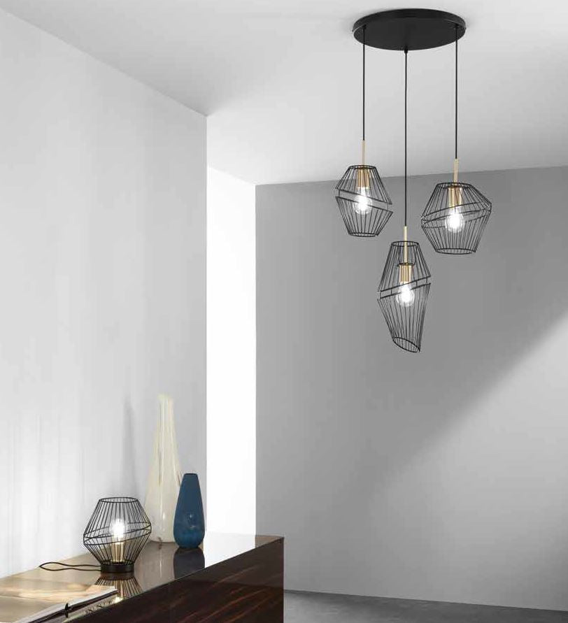Lampadario KIKO a Sospensione 3 luci Led(E27) 42 cm In  Metallo