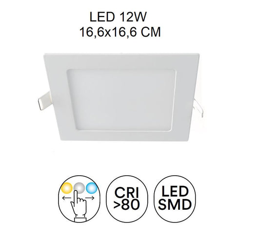 Faretto FLAP Led CCT 16,6x16,6 cm da incasso 12w bianco in alluminio