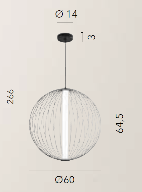 Lampadario SEXTANT CCT 1 Luce 266 cm in Metallo.