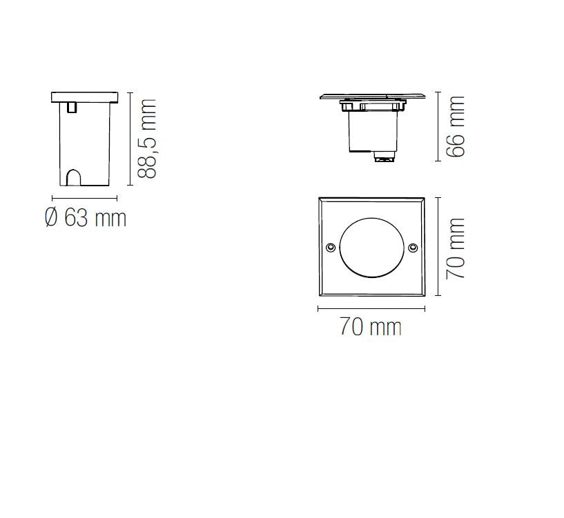 Segnapasso WALK Quadrato 6,6 cm LED 3 W In Acciaio