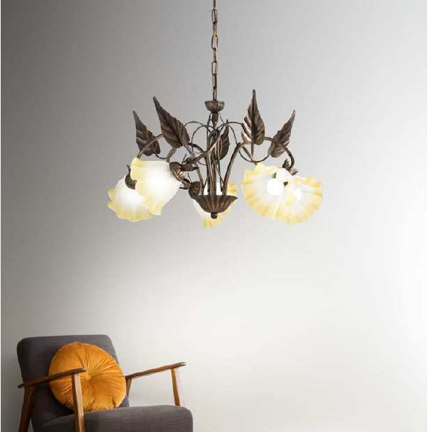 Lampadario TRISTANO a Sospensione 5 Luci Led (E14) 100 cm In Metallo