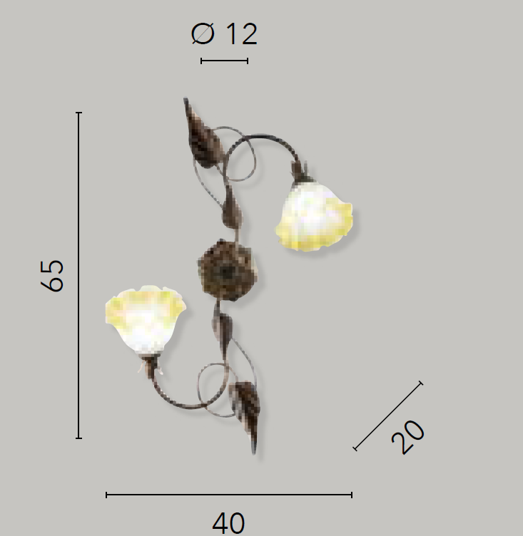 Plafoniera TRISTANO 2 Luci Led (E14) 65 cm In Metallo