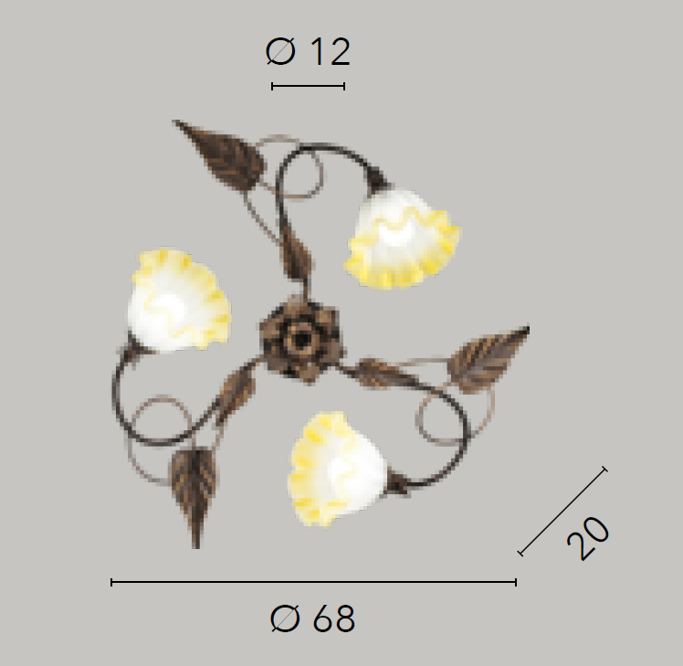 Plafoniera TRISTANO 3 Luci Led (E14) 68 cm In Metallo