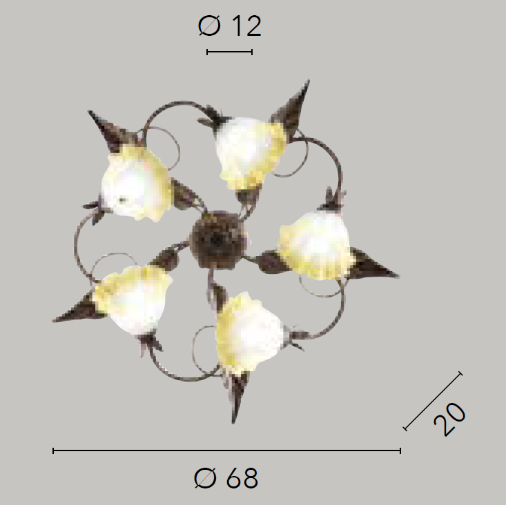 Plafoniera TRISTANO 5 Luci Led (E14) 68 cm In Metallo