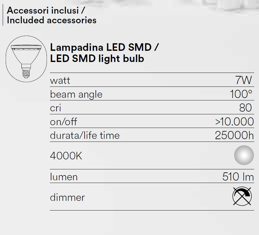 Applique GRUBB LED 9,3 cm 7 W In Termoplastica