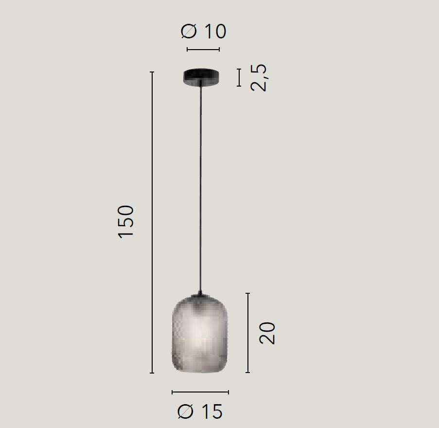 Lampadario ASHFORD a Sospensione E27 15 cm in Vetro
