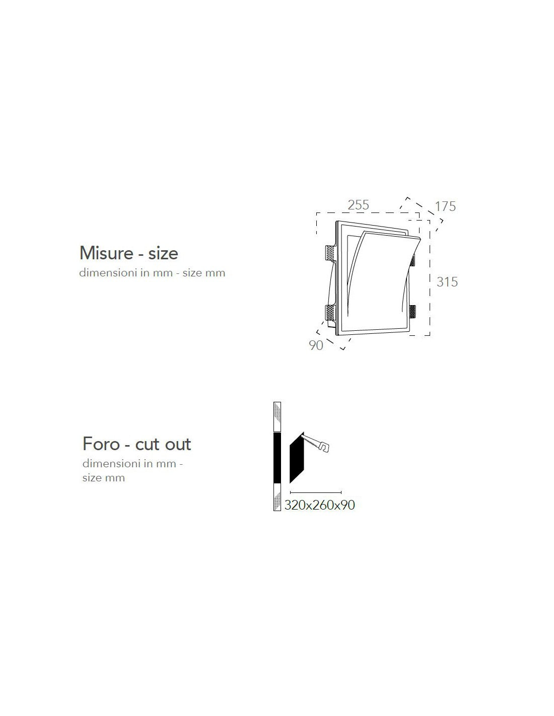 Faretto ANIMA da incasso bianco in gesso verniciabile